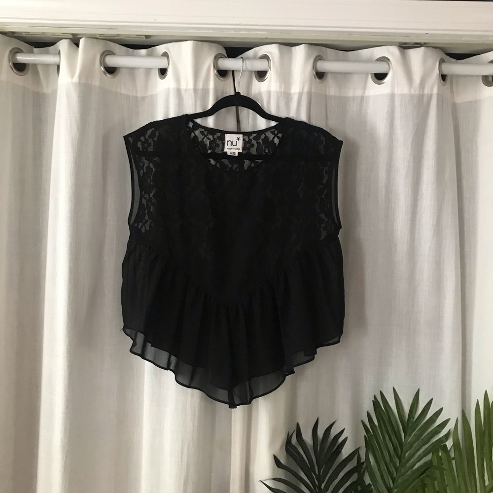Black Sheer & Lace Blouse